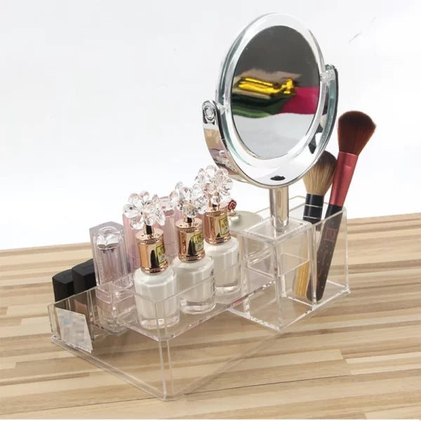 Organisateur Maquillage Rotatif 2 étages - 360°, Compartiments Multiples, Transparent, Pour Coiffeuse - 11