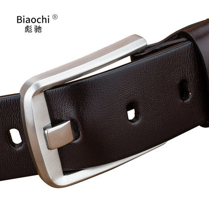 Importé - Ceinture Homme Vintage Cuir Véritable Boucle Ardillon Argent