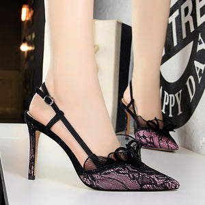 Importé - Sandales Femme Haut Talons en Dentelles