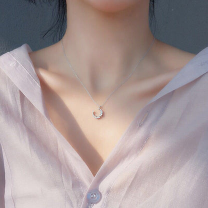 Importé - Collier Argent en Forme de Lune