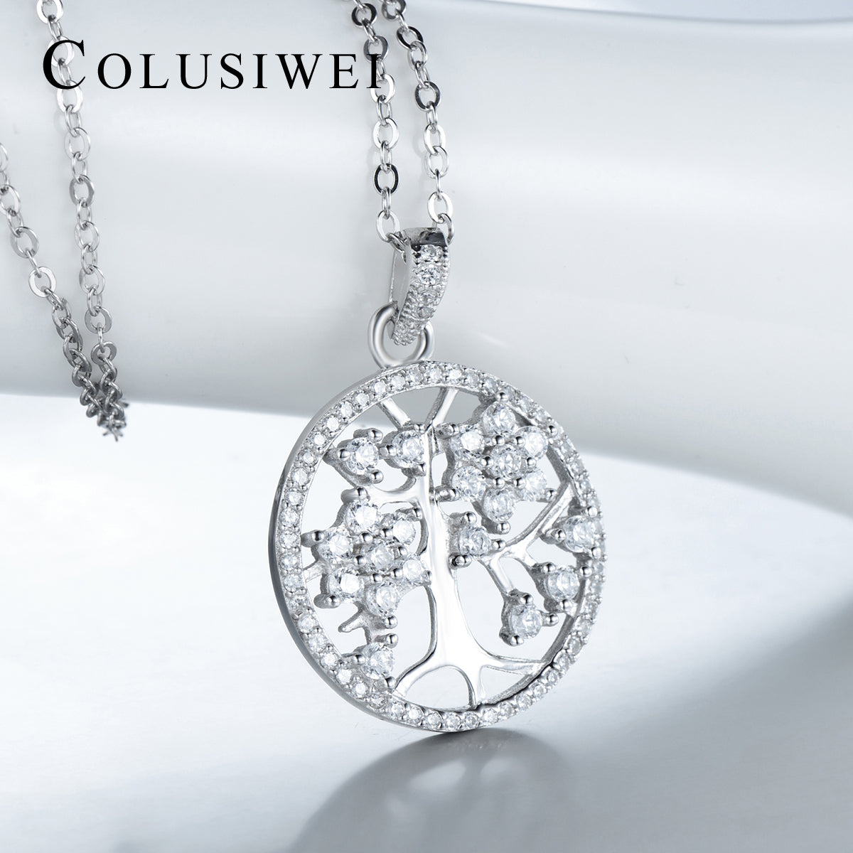 Importé - Collier Pendentif  Argent Motif Arbre