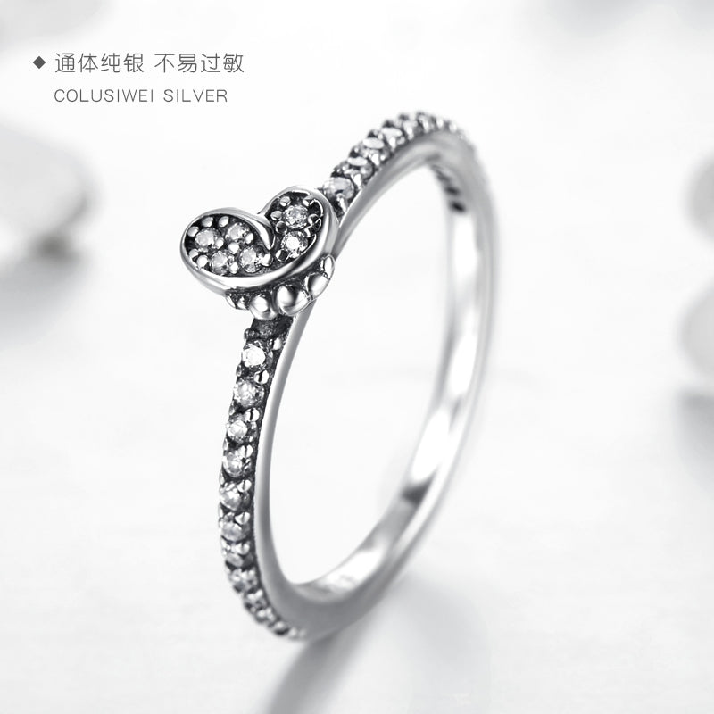 Importé -  Bague Argent Incrusté Zircon Papillon
