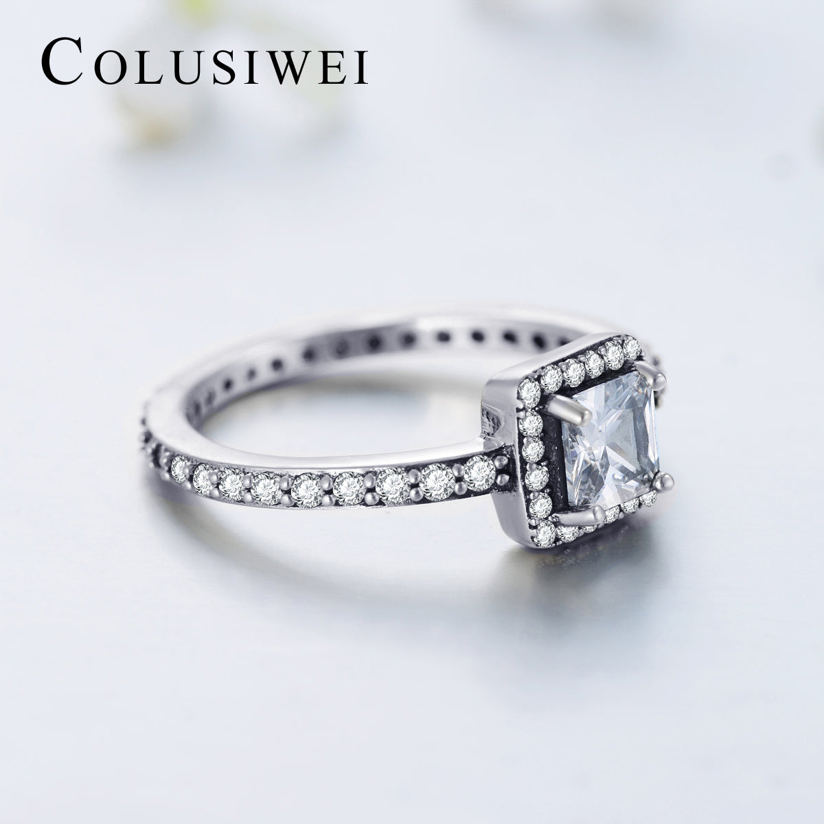 Importé -  Bague en Argent Sterling Carrée