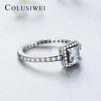 Importé -  Bague en Argent Sterling Carrée