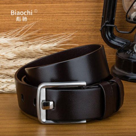 Importé - Ceinture Homme Vintage Cuir Véritable Boucle Ardillon Argent