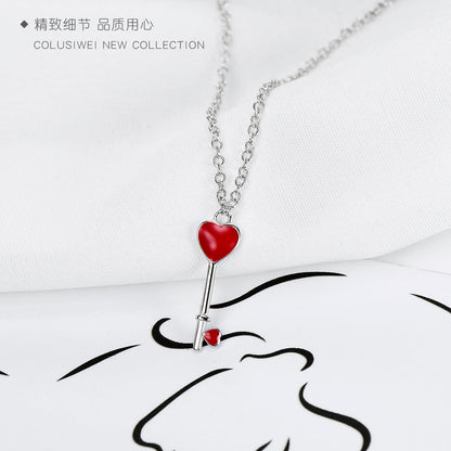 Importé - Collier en Clé - Cœur Rouge