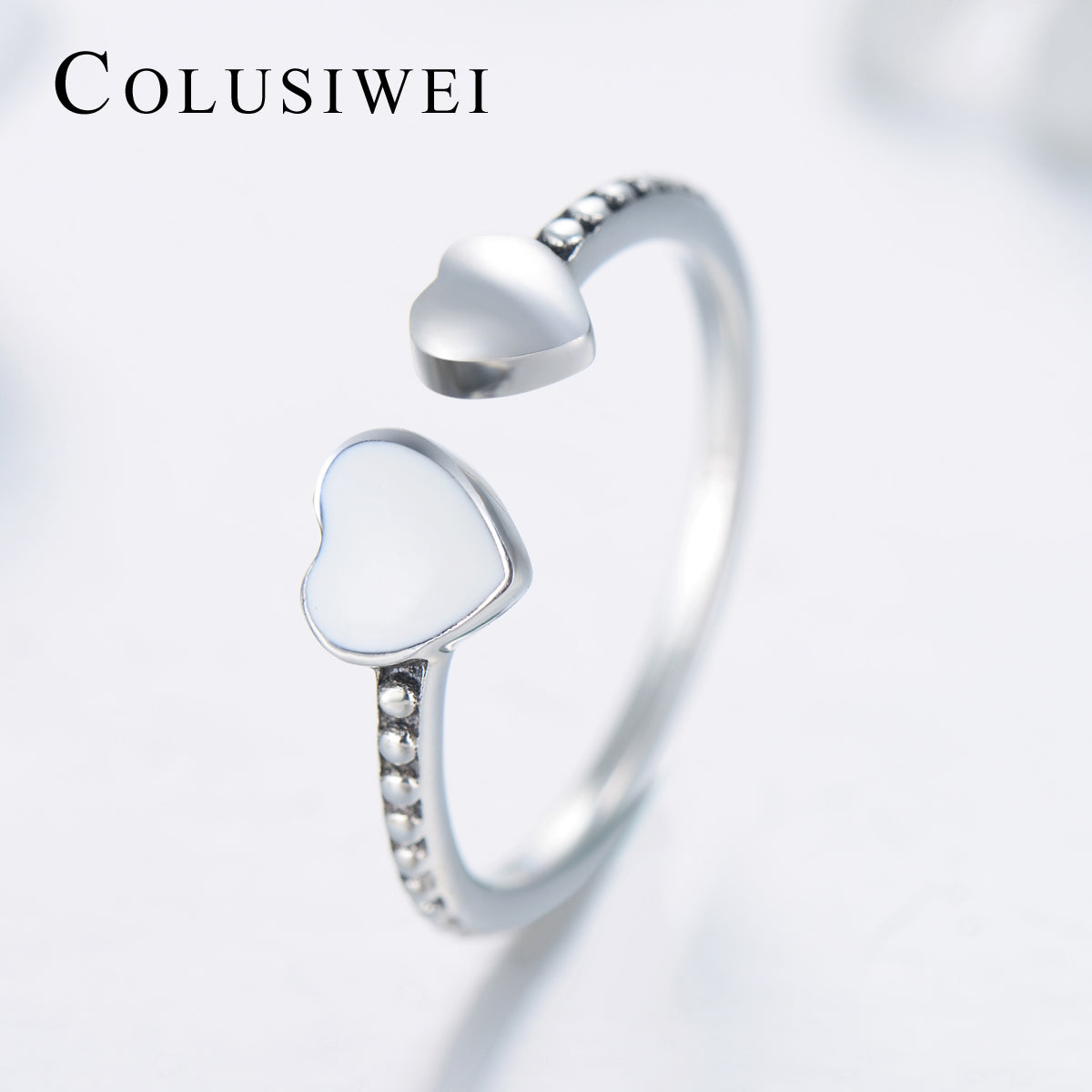 Importé -  Bague Double Cœur en Argent