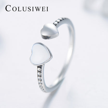 Importé -  Bague Double Cœur en Argent