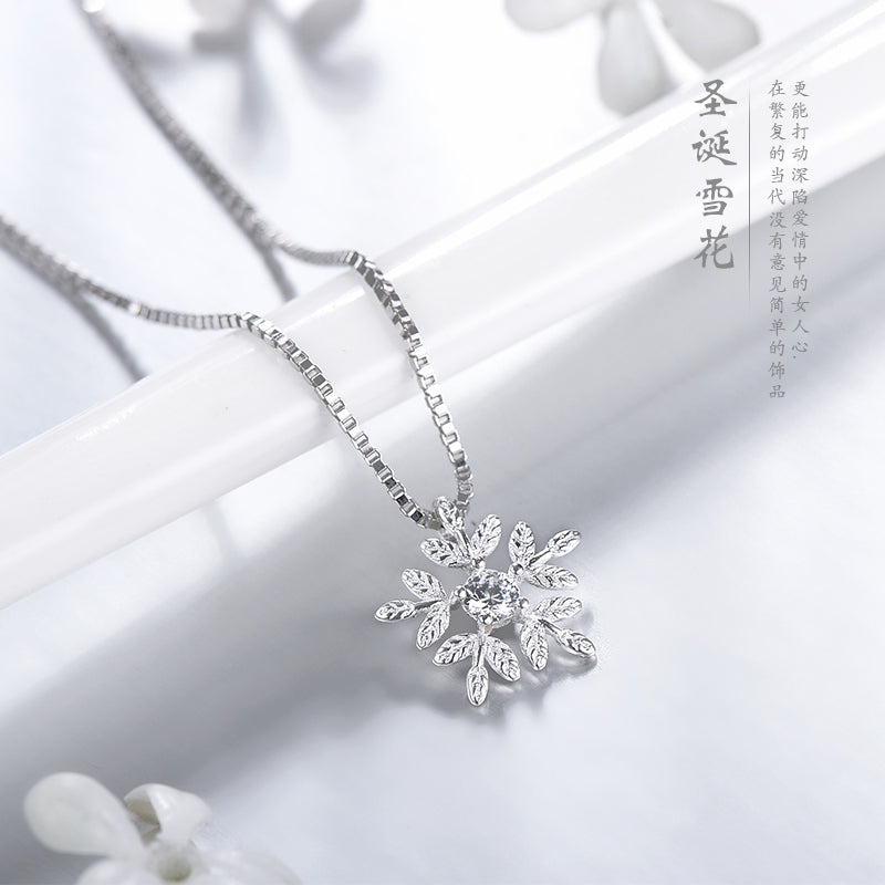 Importé - Complet Collier-Boucle D'oreille  Argent Flocon De Neige