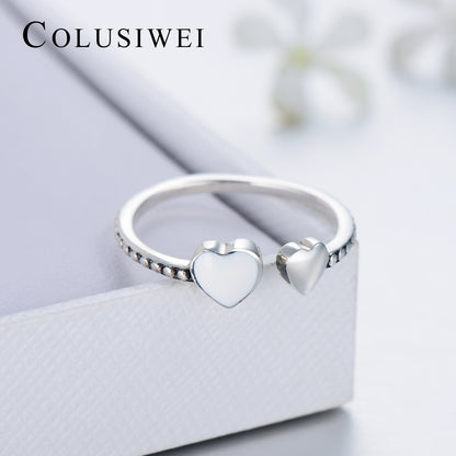 Importé -  Bague Double Cœur en Argent