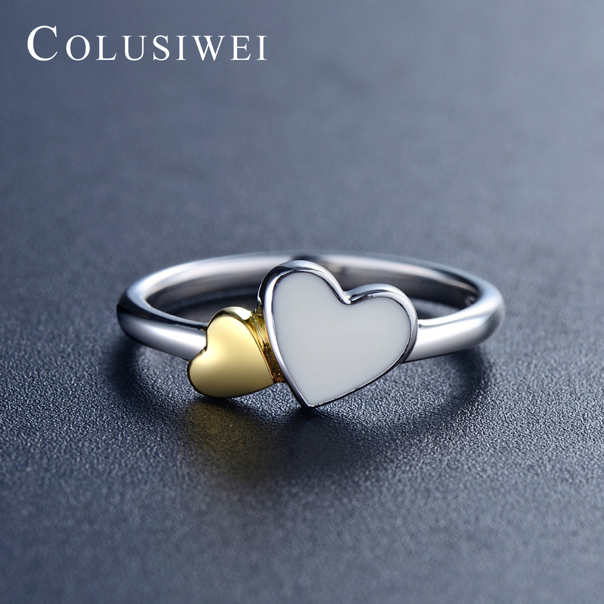 Importé -  Bague de Fiançailles en Double Cœur