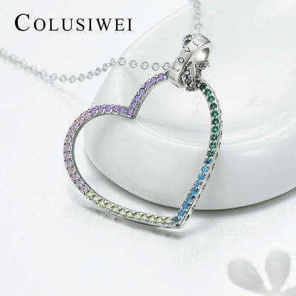 Importé - Collier en Argent en Forme de Cœur Cristal