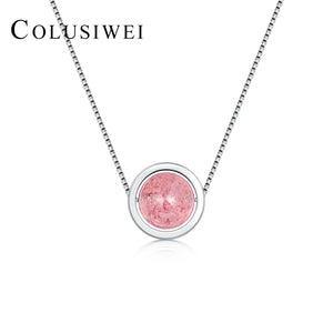 Importé - Collier Rond Cristal Rose Fraise