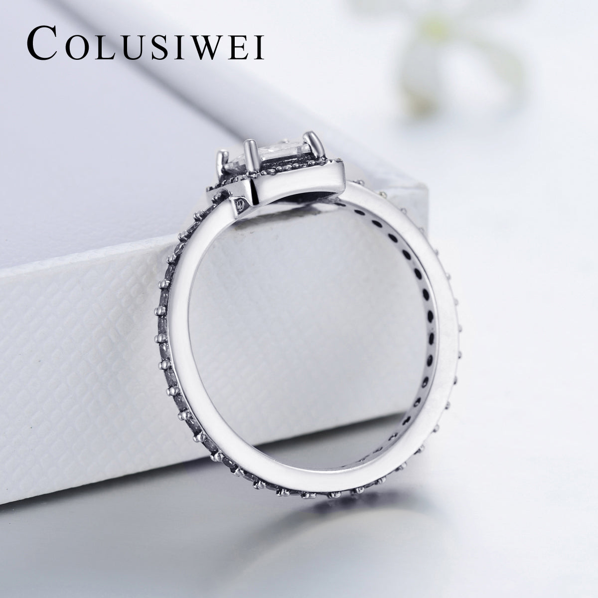 Importé -  Bague en Argent Sterling Carrée