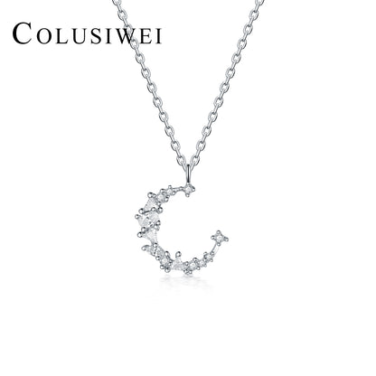 Importé - Collier Argent en Forme de Lune