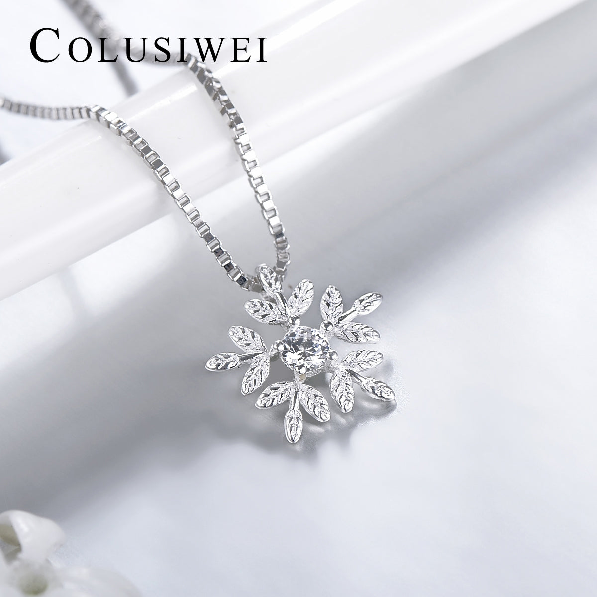 Importé - Complet Collier-Boucle D'oreille  Argent Flocon De Neige