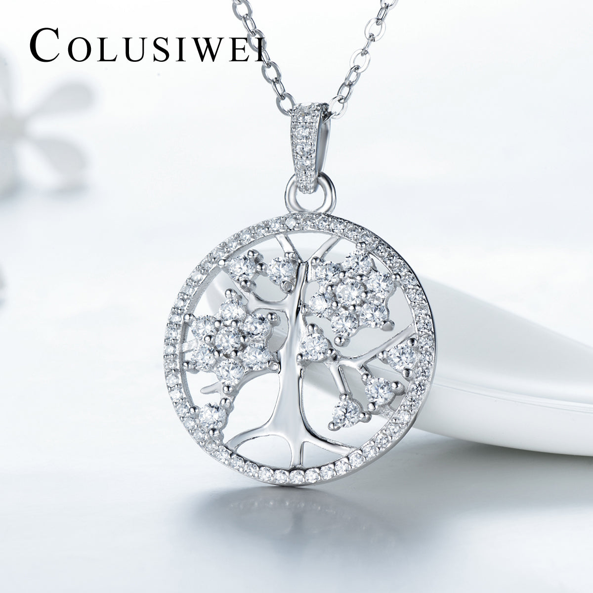 Importé - Collier Pendentif  Argent Motif Arbre
