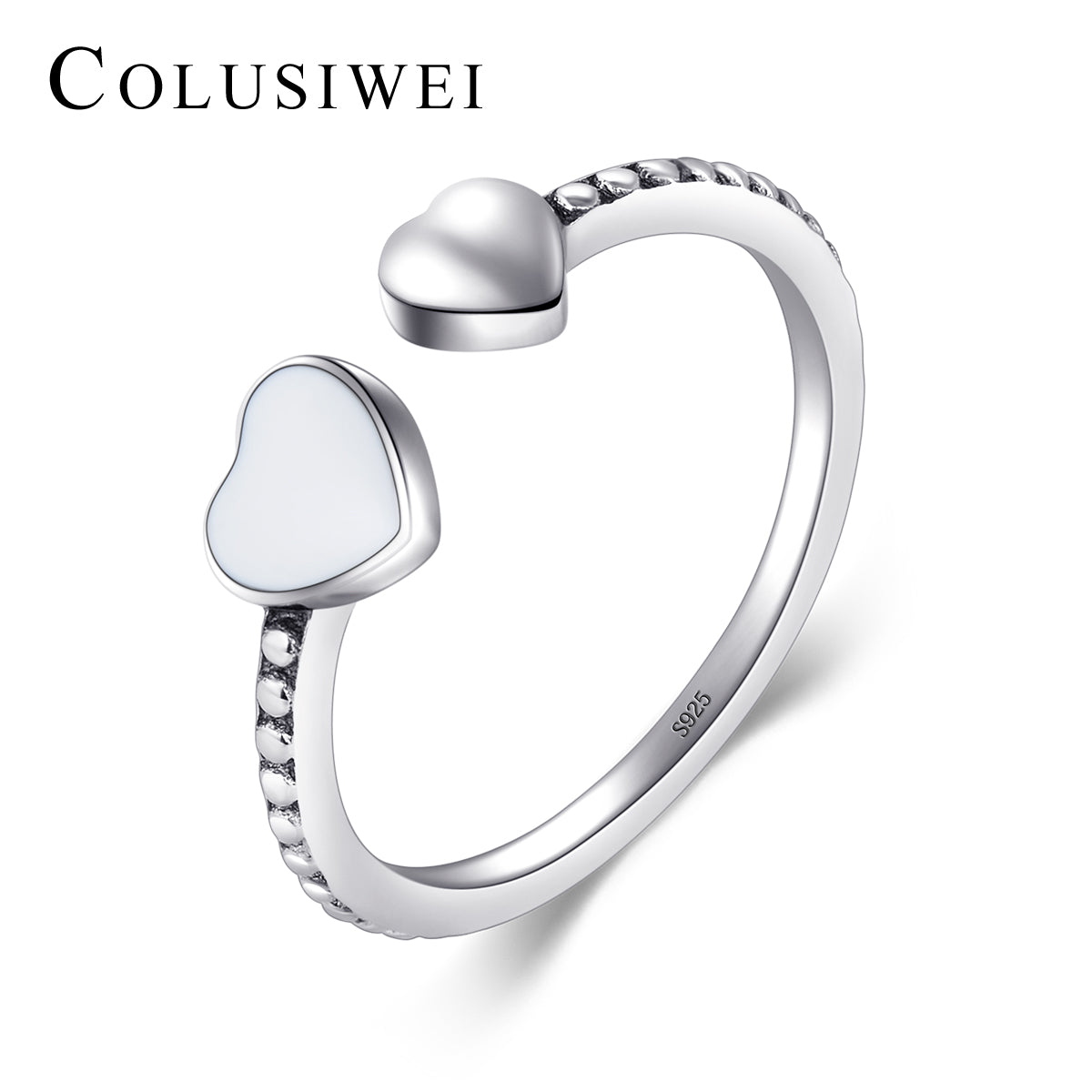 Importé -  Bague Double Cœur en Argent