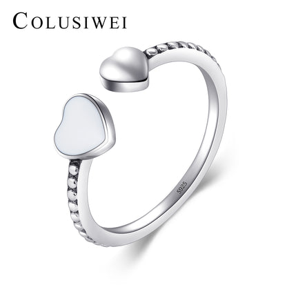Importé -  Bague Double Cœur en Argent