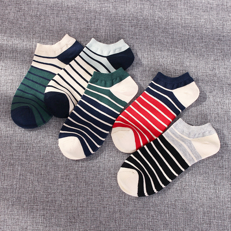Importé - Lot de 5 Paires de Chaussettes Sport A Rayures 100% Coton
