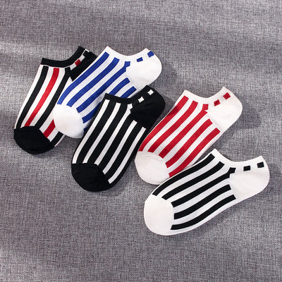 Importé - Lot de 5 Paires de Chaussettes Sport A Rayures 100% Coton