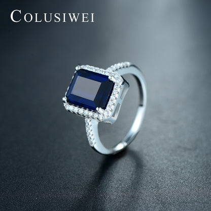 Importé -  Bague en Argent Palais Cristal Bleu