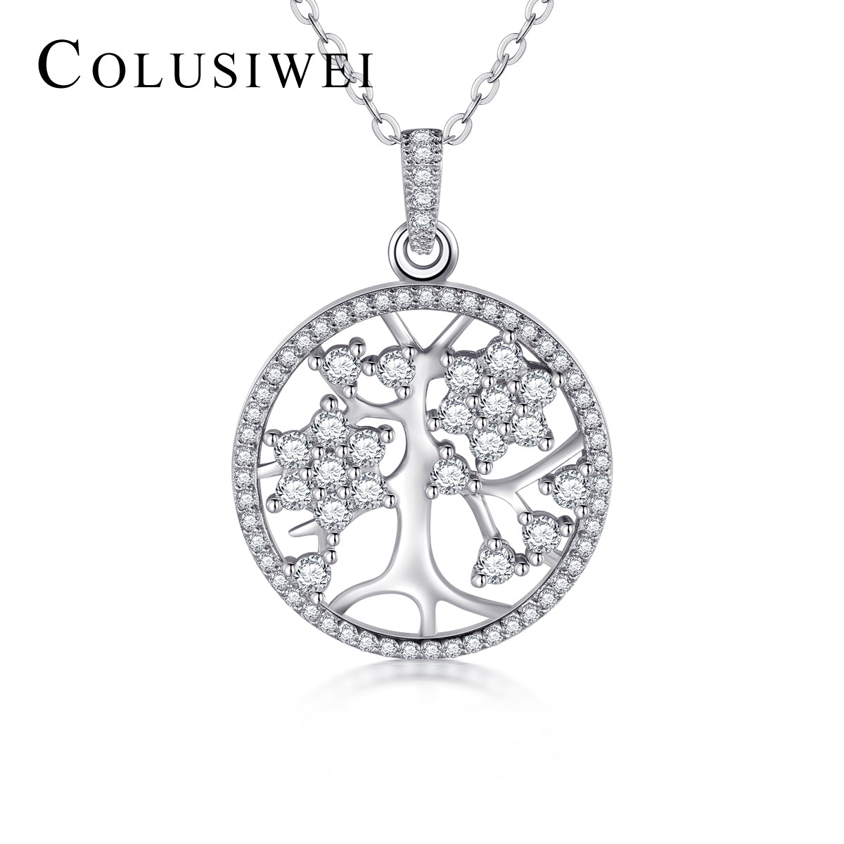 Importé - Collier Pendentif  Argent Motif Arbre