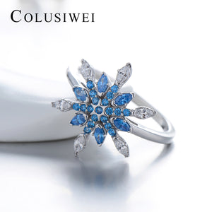 Importé - Bague en Cristal Bleu Flocon de Neige