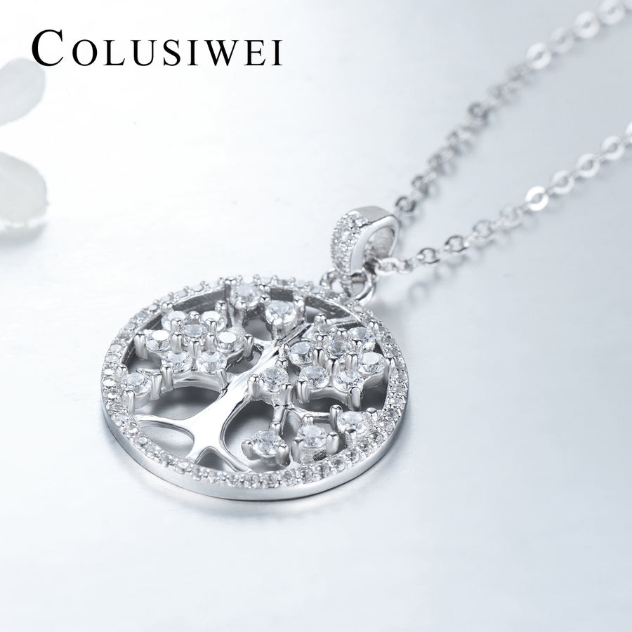 Importé - Collier Pendentif  Argent Motif Arbre