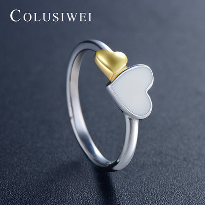Importé -  Bague de Fiançailles en Double Cœur