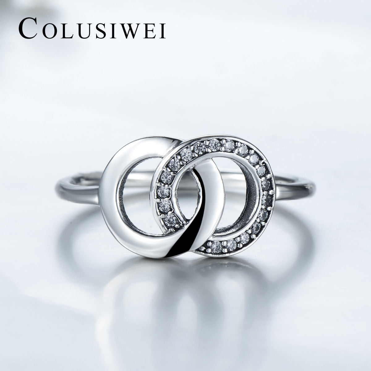 Importé -  Bague de Mariage Imbriquée en Argent Sterling