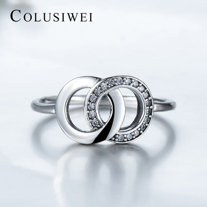 Importé -  Bague de Mariage Imbriquée en Argent Sterling
