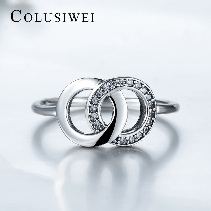 Importé -  Bague de Mariage Imbriquée en Argent Sterling