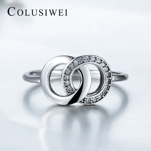 Importé -  Bague de Mariage Imbriquée en Argent Sterling