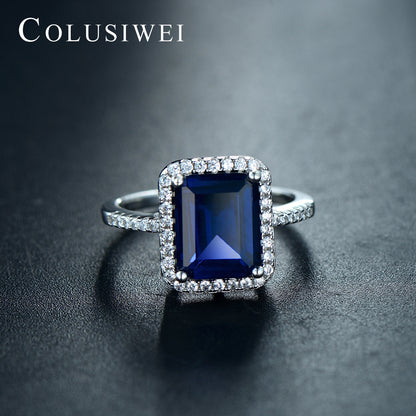 Importé -  Bague en Argent Palais Cristal Bleu