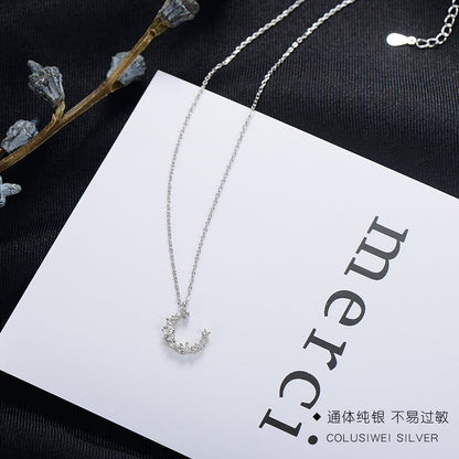 Importé - Collier Argent en Forme de Lune