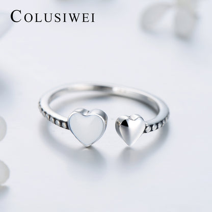 Importé -  Bague Double Cœur en Argent