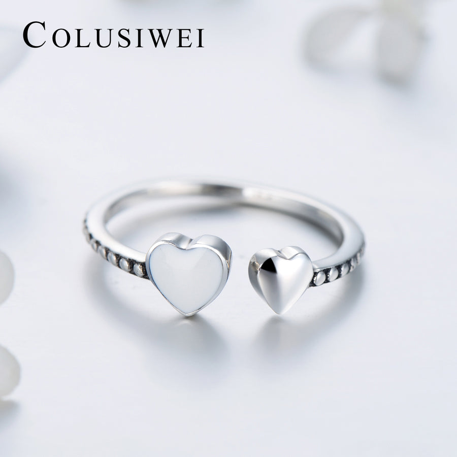 Importé -  Bague Double Cœur en Argent