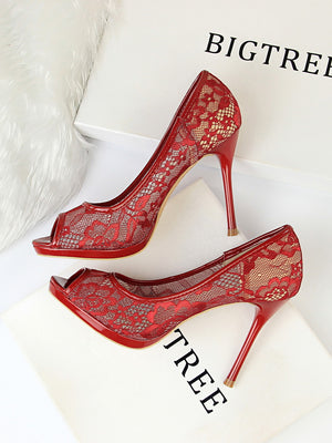 Importé -  Sandales A Haut Talons Compensés en Mailles Pour Femme