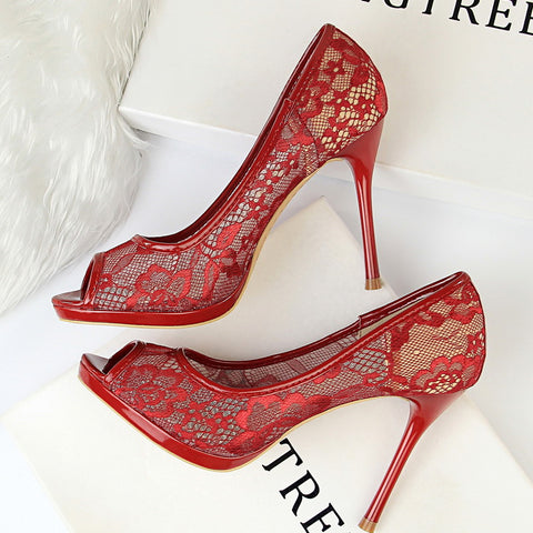 Importé -  Sandales A Haut Talons Compensés en Mailles Pour Femme