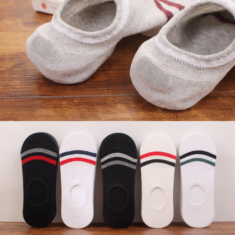 Importé - Lot de 5 Paires de Chaussettes Semi-Invisibles 100% Coton Anti-dérapant