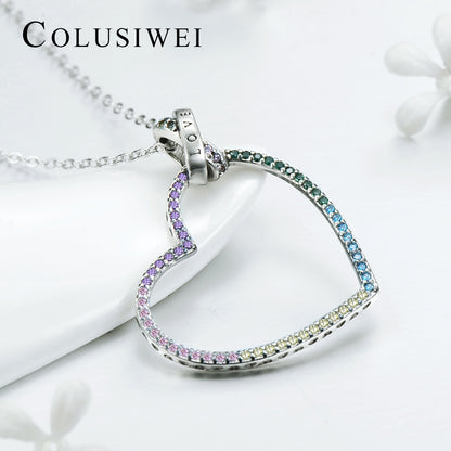Importé - Collier en Argent en Forme de Cœur Cristal