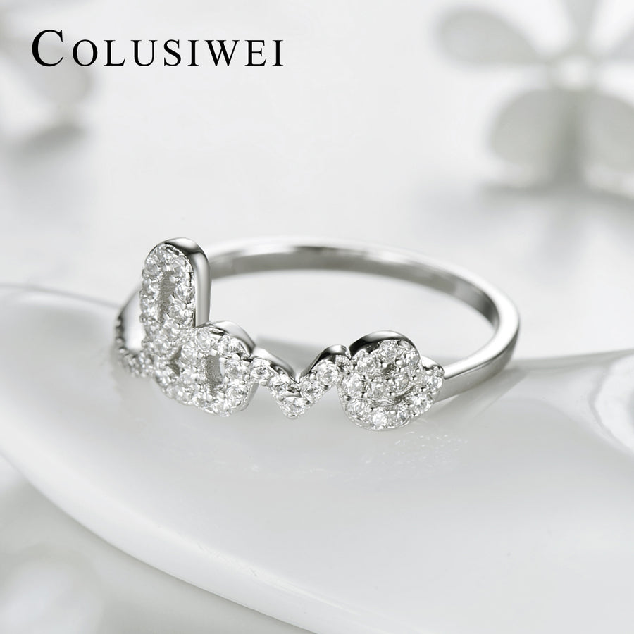 Importé - Bague en Argent Motif Love