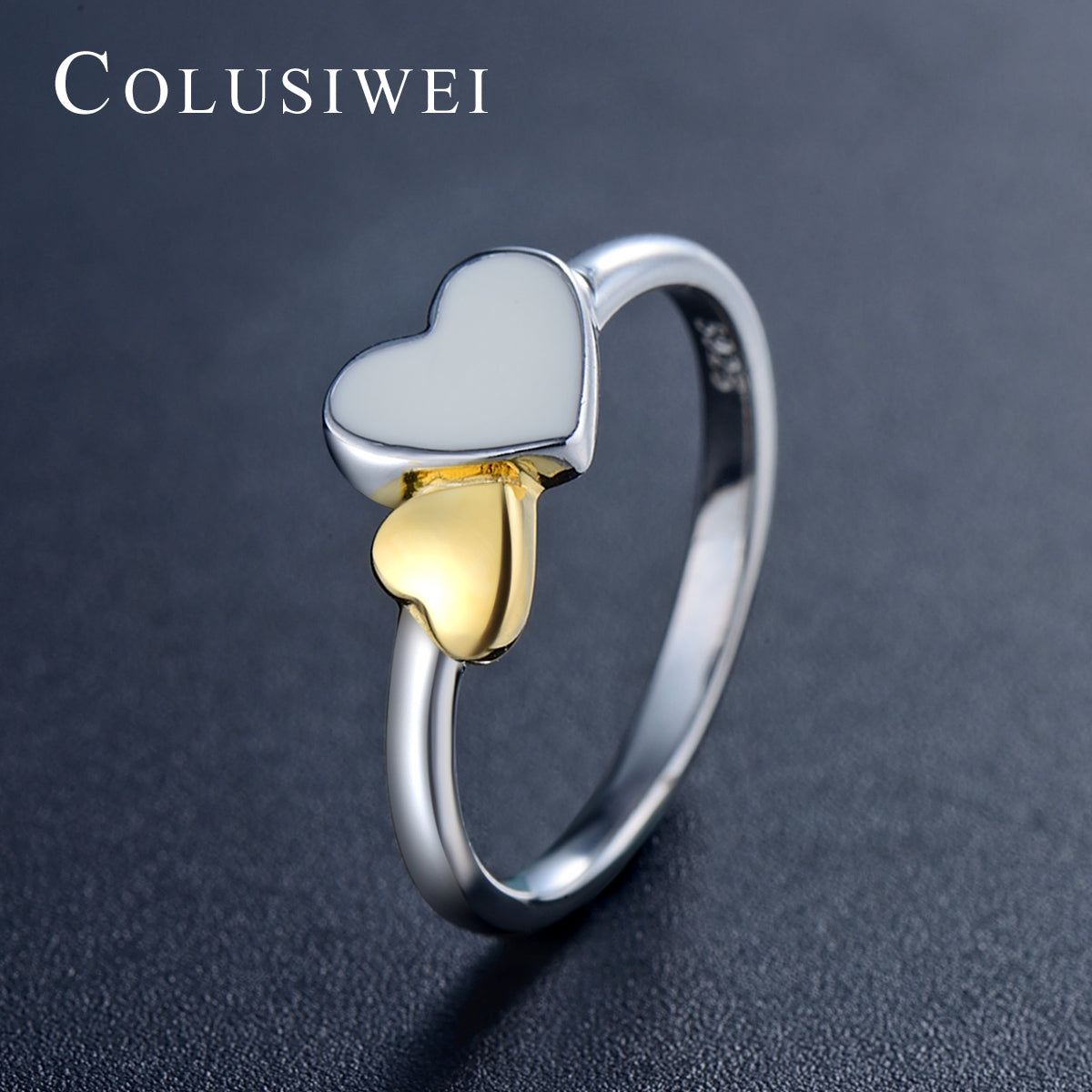 Importé -  Bague de Fiançailles en Double Cœur