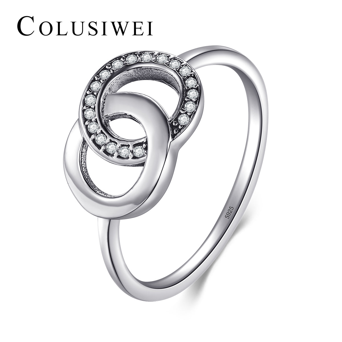 Importé -  Bague de Mariage Imbriquée en Argent Sterling