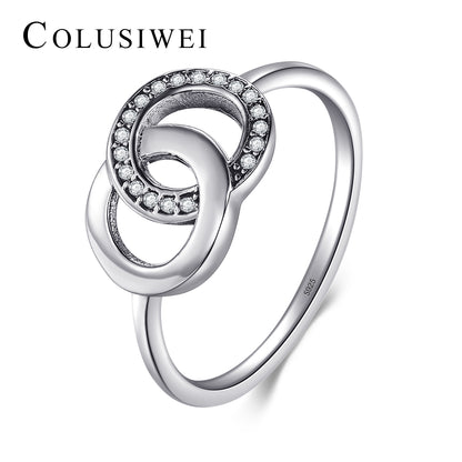Importé -  Bague de Mariage Imbriquée en Argent Sterling