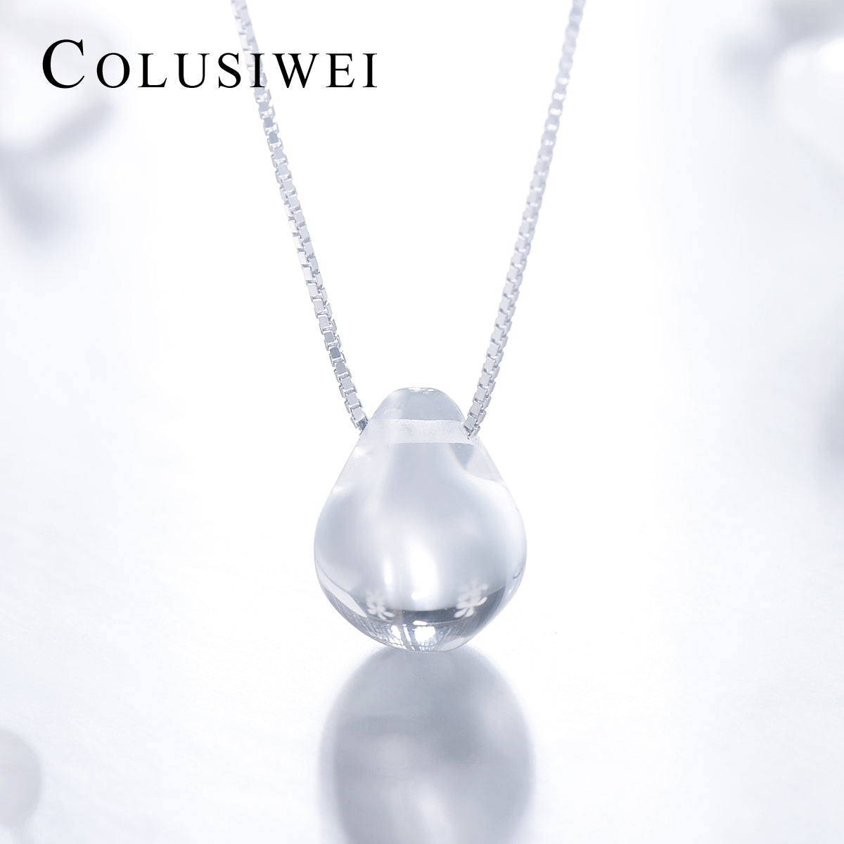 Importé - Collier de Larmes de Sirène en Cristal Blanc