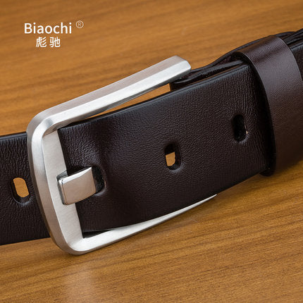 Importé - Ceinture Homme Vintage Cuir Véritable Boucle Ardillon Argent