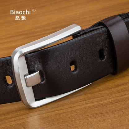 Importé - Ceinture Homme Vintage Cuir Véritable Boucle Ardillon Argent