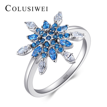 Importé - Bague en Cristal Bleu Flocon de Neige